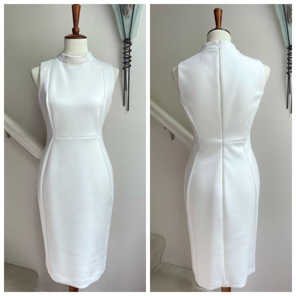 Calvin Klein Dresses & Skirts - Calvin Klein White Scuba Bodycon Midi Sheath Dress